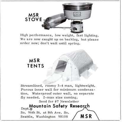 MSR Stoves and Tents