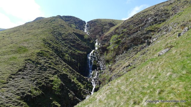 Swere Gill tumbles over the top of Cautley Spout
