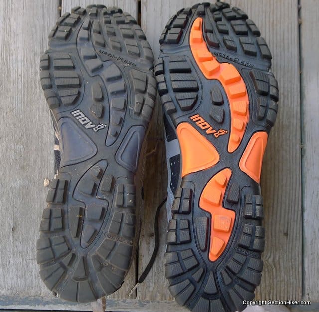 Tread on new shoe (right) is a wee deeper than the old shoe (left)
