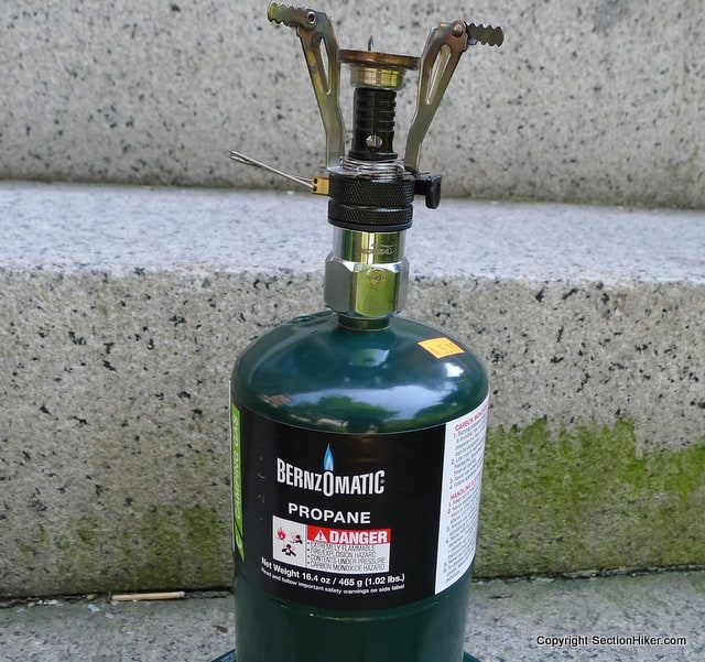 Backpacking Canister Stove, Kovea LPG Adapter, and a Coleman style Propane Fuel Canister