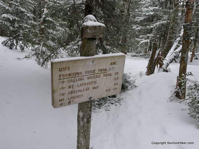 Franconia Ridge Trail Junction near summit of Mt Liberty