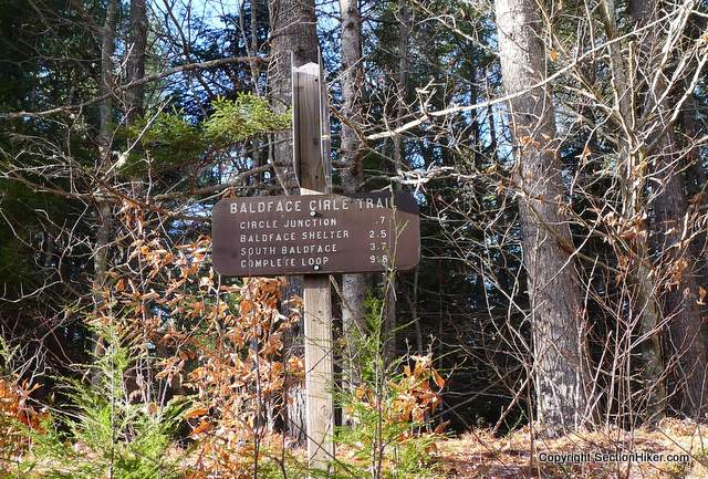 Baldface Circle Trail sign on Rt 113