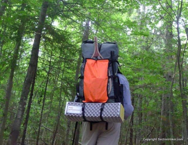 Fishing rod and net strapped on my pack