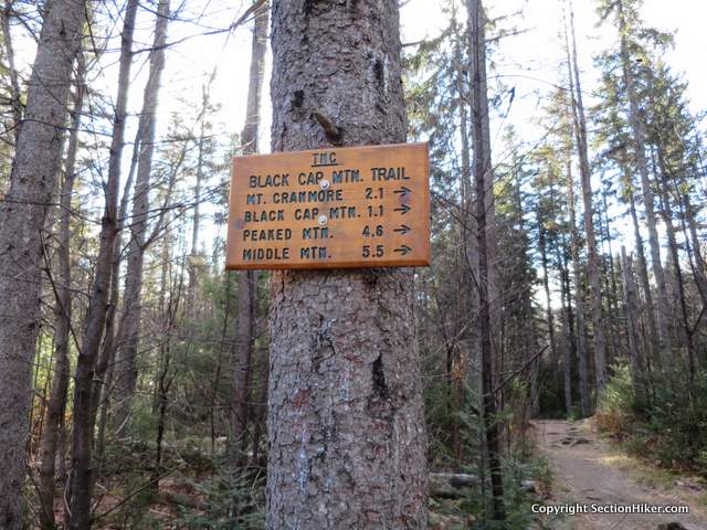 The Black Cap Mountain Trail head on Hurricane Road which is closed and inaccessible in winter unless you hike to it.