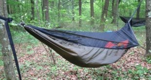 The NEMO Tetrapod is a fully featured, gathered-end backpacking hammock with a diagonal lay
