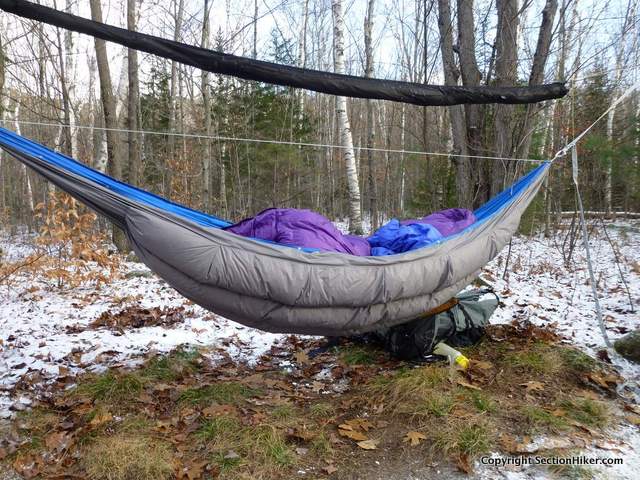 Superior Hammock makes an insulated hammock where the down insulation is sewn onto the back of the hammock.