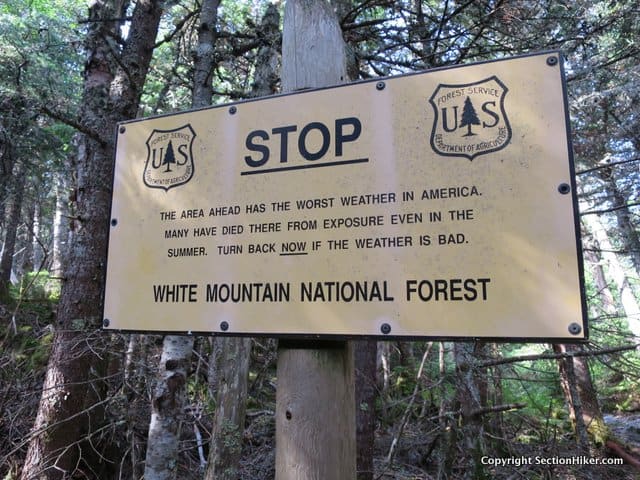 Above-treeline warning sign
