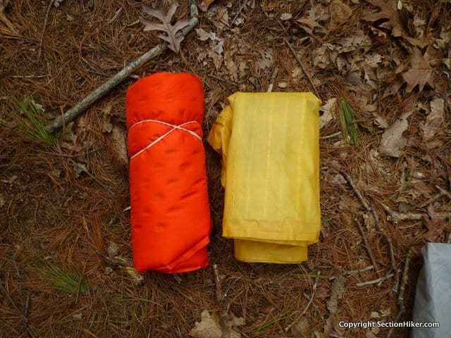 A compressed Prolite (red) rolls up pretty small compared to an XLite (yellow), making it easy to pack