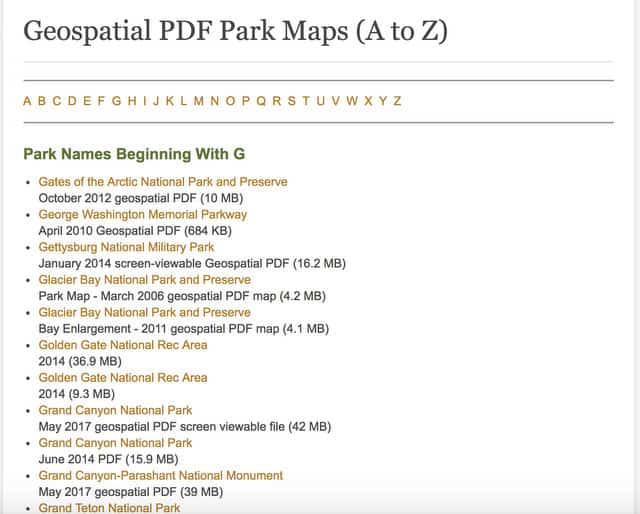 NPS GeoPDF Maps - https://www.nps.gov/hfc/cfm/carto-atoz-geopdf.cfm