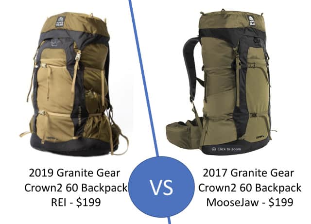 2019 vs 2017 Granite Gear Crown2 60 Backpacks