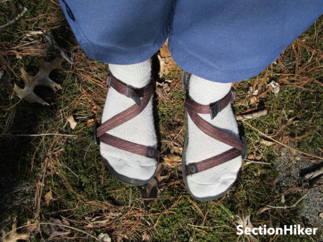 The webbing on the Z-Trail sandals can accommodate socks