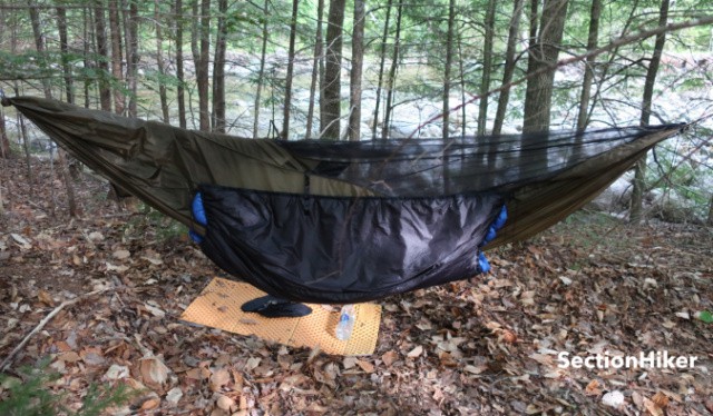 A 3/4 length underquilt must be carefully positioned along the length of a hammock to prevent cold spots when you move around at night. 