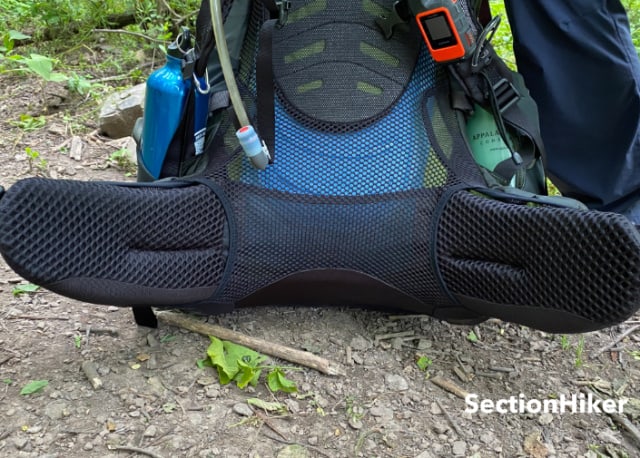 The hip belt’s design creates an air gap for improved ventilation and a stable feel to the pack.