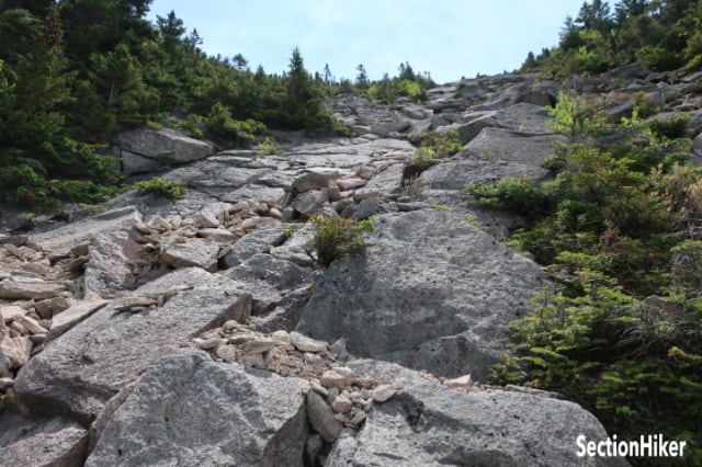 Portions of the slide consist of loose gravel and dust.