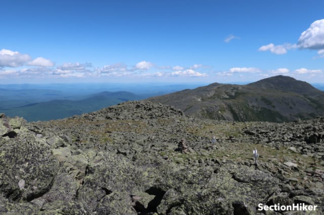 The top of Mt Jefferson is well signed and a major trail junction. Mt Adams (right) can also be seen clearly.