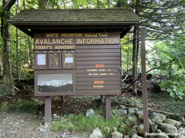 The Tuckerman Ravine Trail leaves from the Pinkham Notch Visitors Center