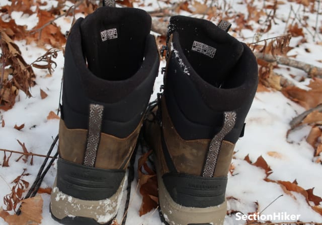 The ridged and rigid heel counter helps position snowshoe straps and prevents pronation.