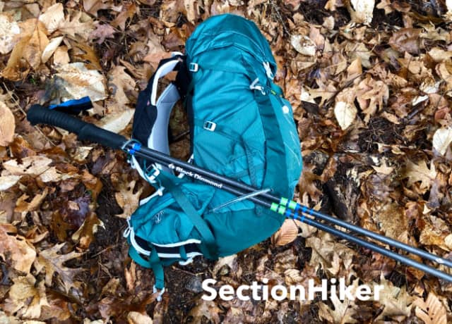 Osprey’s Stow-and-Go Trekking pole holder system also works really well