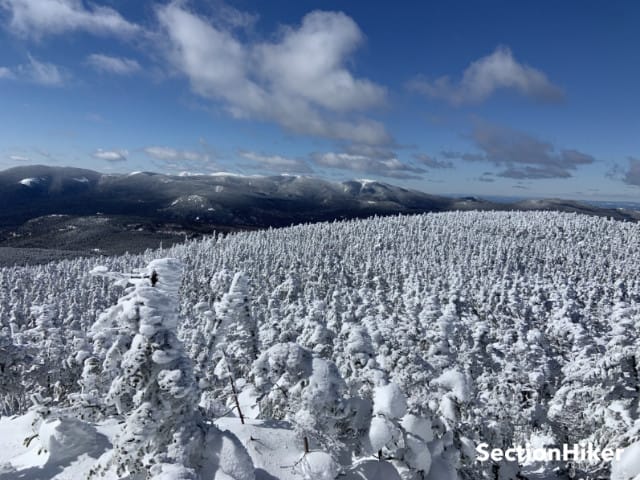 Distant view of Franconia Ridge also seen from Mt Field