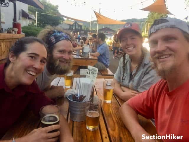 When you meet past thru-hikers who buy you a round of beers, Hiker Trash spirit is happy and thankful!