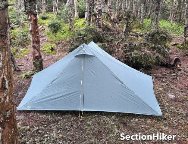 The Tarptent Dipole 1 DW has a pyramid shape with two peaks