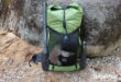An ultralight backpack has three external pockets