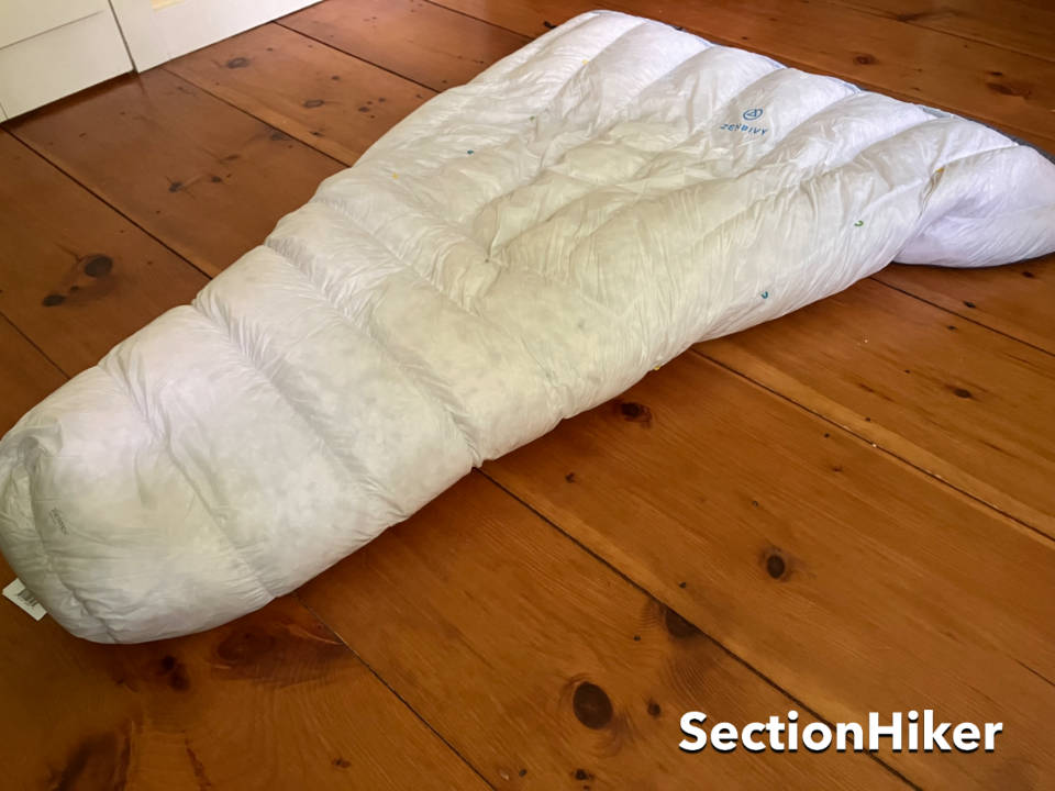 Ultralight Quilt with footbox closed