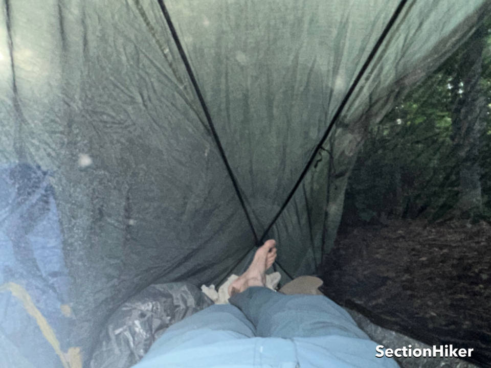 Interior view - the tripods create more usable space above the feet and head.