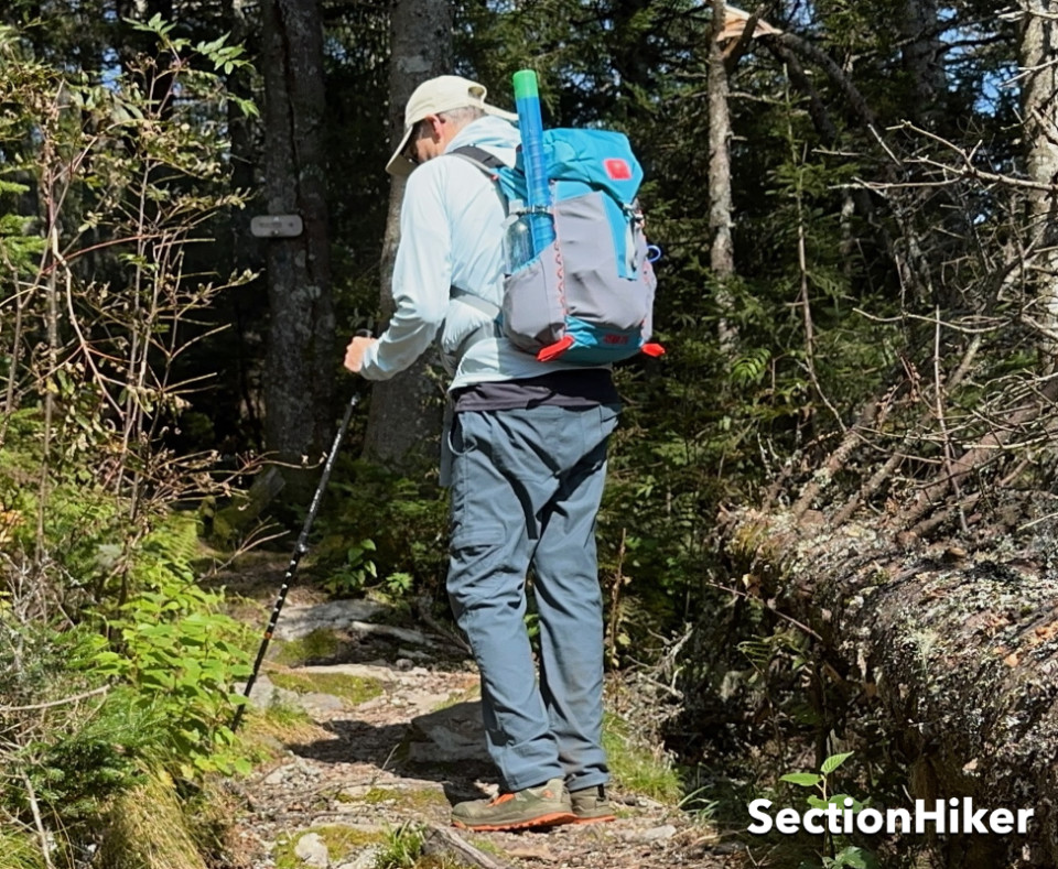 The side compression strap is handy for securing tall items to the side of the pack