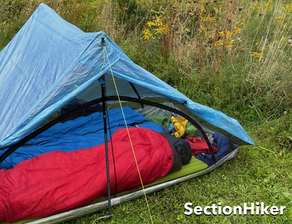 There is extra room at the ends of the tent for internal gear storage