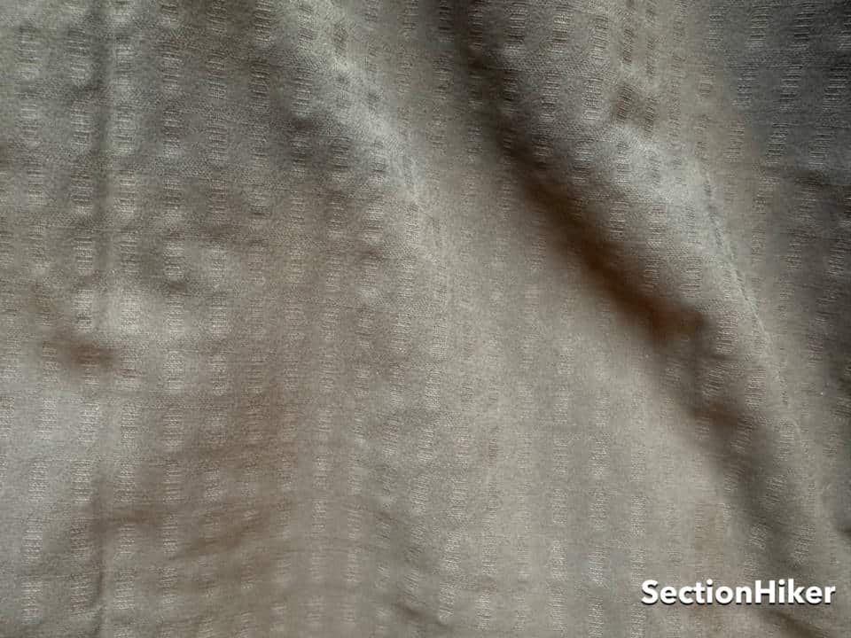 Closeup: The softshell exterior provides stretch, breathability, and wind resistance