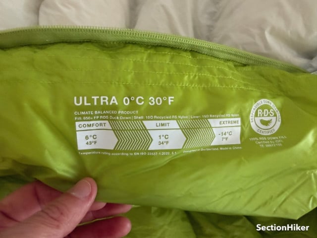 Sleeping bag temperature ratings