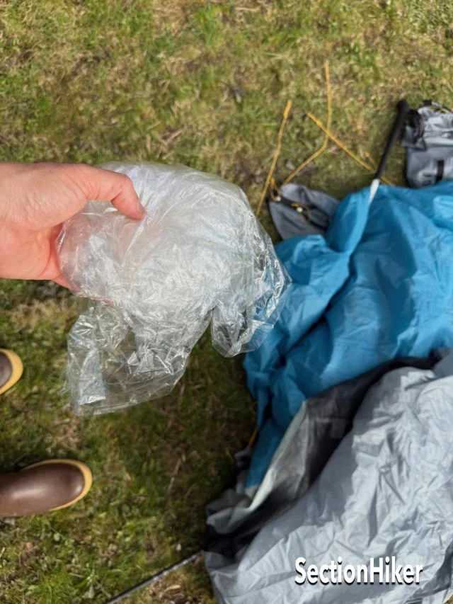 When its time to leave, fold the Polycro up and stuff it in an outer pack pocket