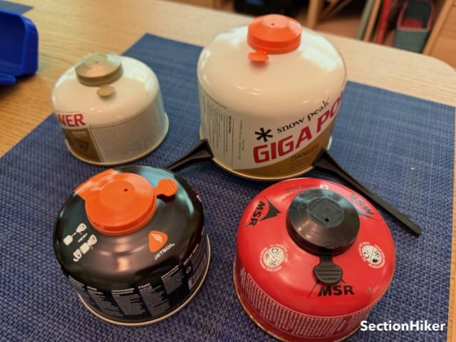 The fuel canister stand is compatible with all 4oz and 8oz fuel canisters from MSR, Jetboil, and Snow Peak