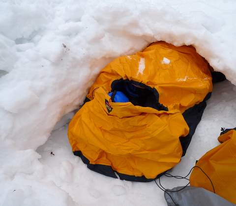 event Micro Bivy in a snow cave
